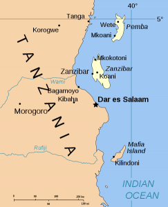 Arcipelago di Zanzibar (le isole sono evidenziate in giallo)